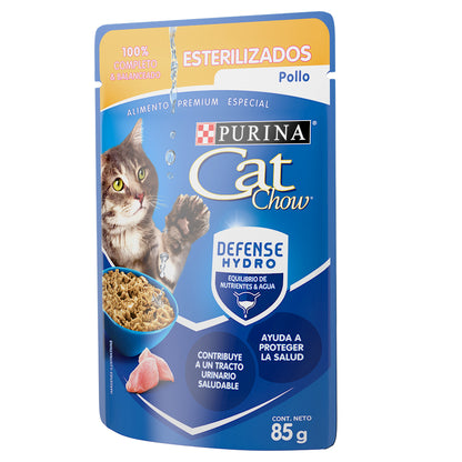 Cat Chow, Alimento Húmedo para Gato, Esterilizado, Pollo, SE VENDE EN PAQUETE DE 24 PIEZAS