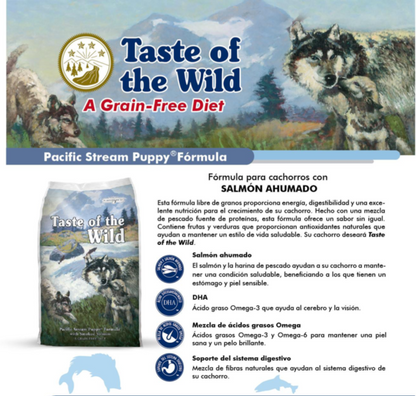 Taste of the Wild, Pacific Stream Puppy, Cachorros, Salmón Ahumado