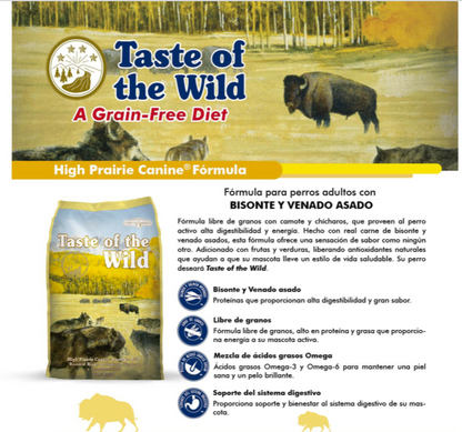 Taste of the Wild, High Prairie Canine, Perros Adultos, Bisonte y Venado Asado