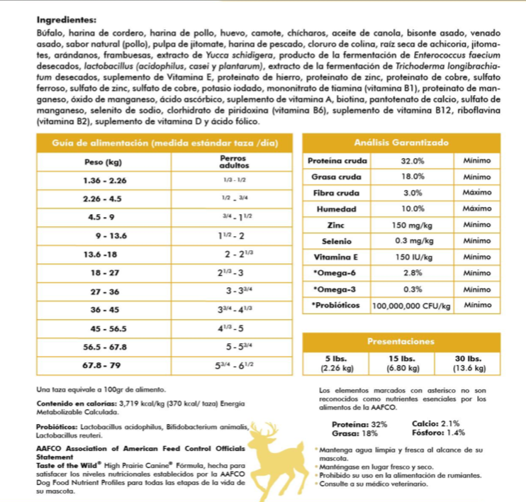 Taste of the Wild, High Prairie Canine, Perros Adultos, Bisonte y Venado Asado