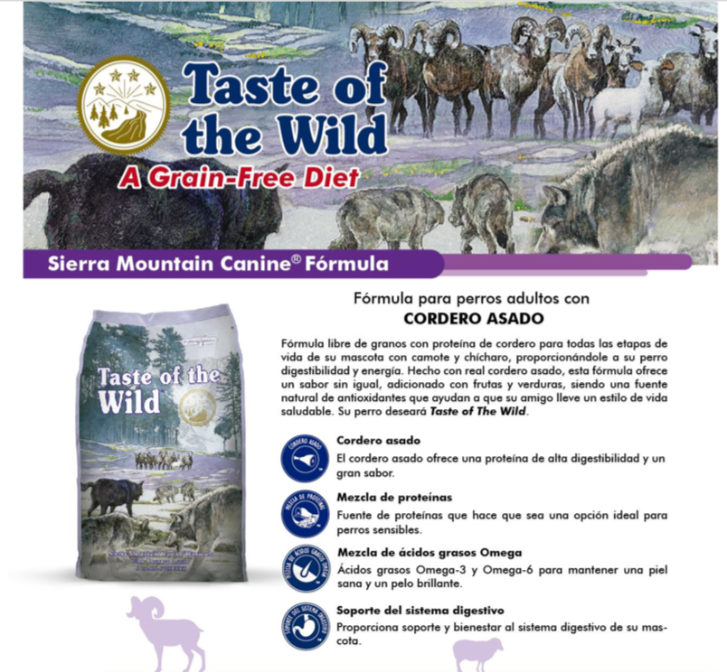 Taste of the Wild, Sierra Mountain Canine, Perros Adultos, Cordero Asado