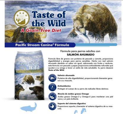 Taste of the Wild, Pacific Stream Canine, Perros Adultos, Salmón Ahumado