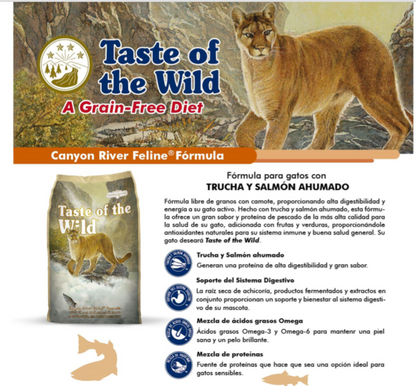 Taste of the Wild, Canyon River Feline, Trucha y Salmón Ahumado, para Gatos