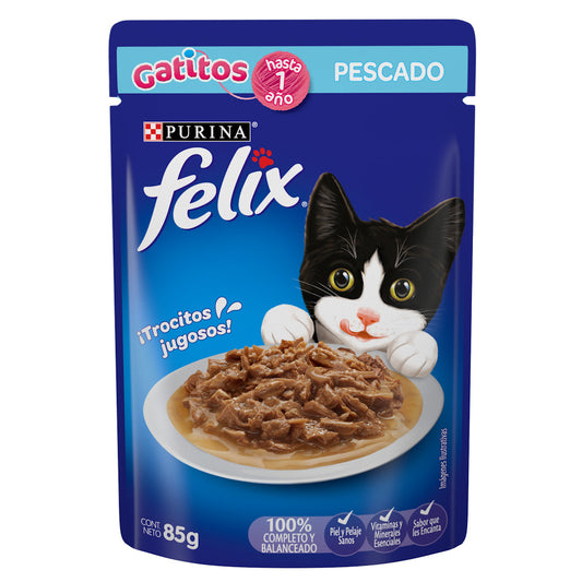 Felix, Alimento Húmedo Gatitos, Pescado Blanco Salsa, SE VENDE EN PAQUETE DE 24 PIEZAS