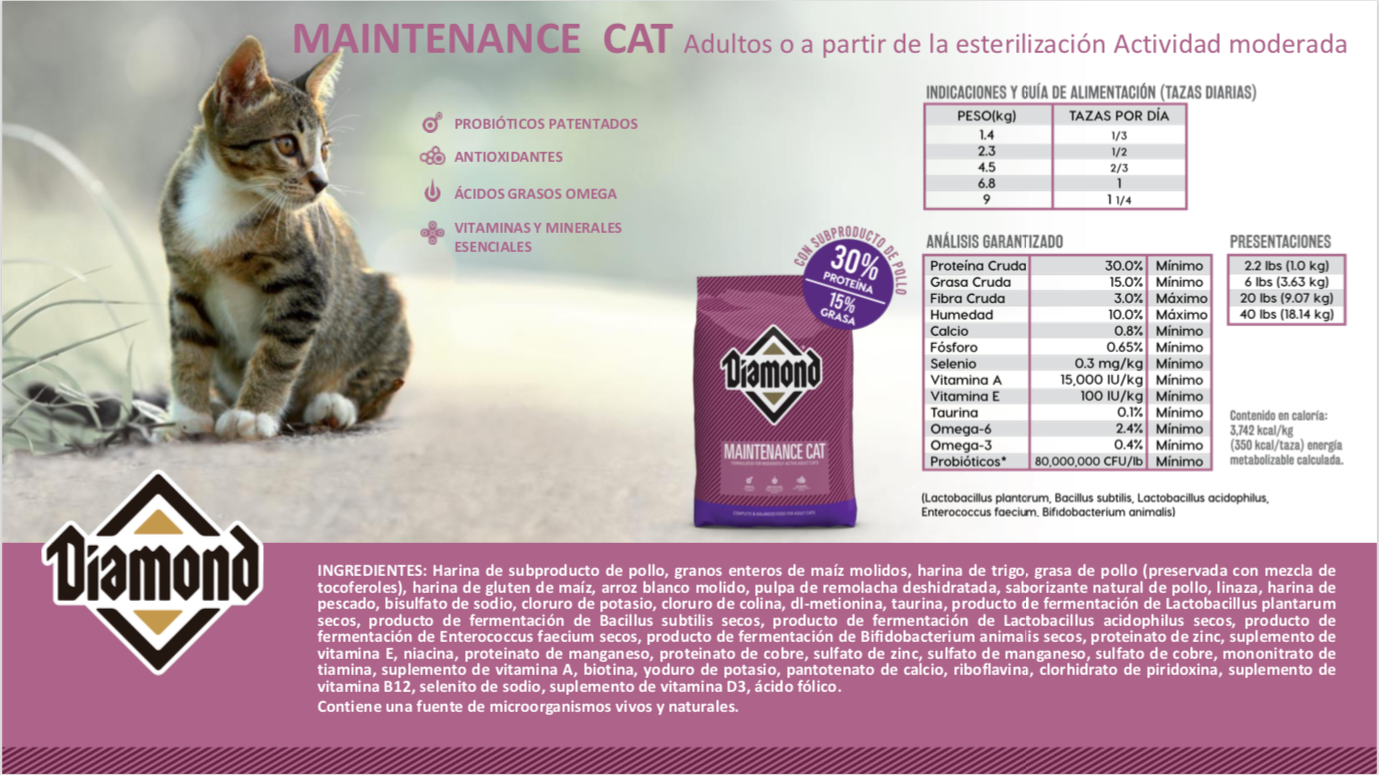 DIAMOND, Maintenance Cat, Adulto o a partir de la esterilización, Actividad moderada