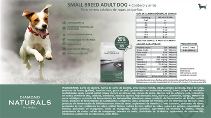 DIAMOND NATURALS Holistic, Small Breed Adult Dog, Cordero y arroz