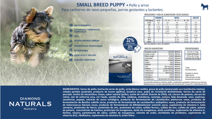 DIAMOND NATURALS Holistic, Small & Medium Breed Puppy, pollo y arroz