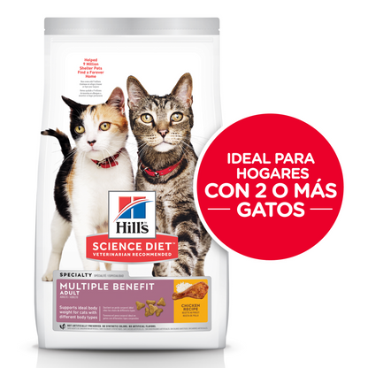 Hill's Science Diet Adult Multiple Benefit, alimento para hogares con varios gatos.