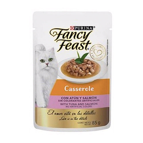 Purina Fancy Feast, Casserole Atún Salmón Pouch (paquete de 12 piezas)