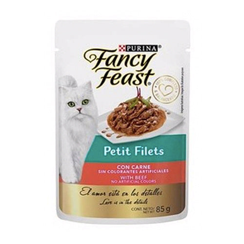 Purina Fancy Feast, Petit Filete Carne Pouch (Paquete de 12 piezas)