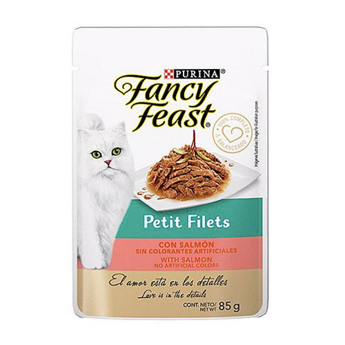 Purina Fancy Feast, Petit Filete Salmon Pouch (Paquete de 12 piezas)